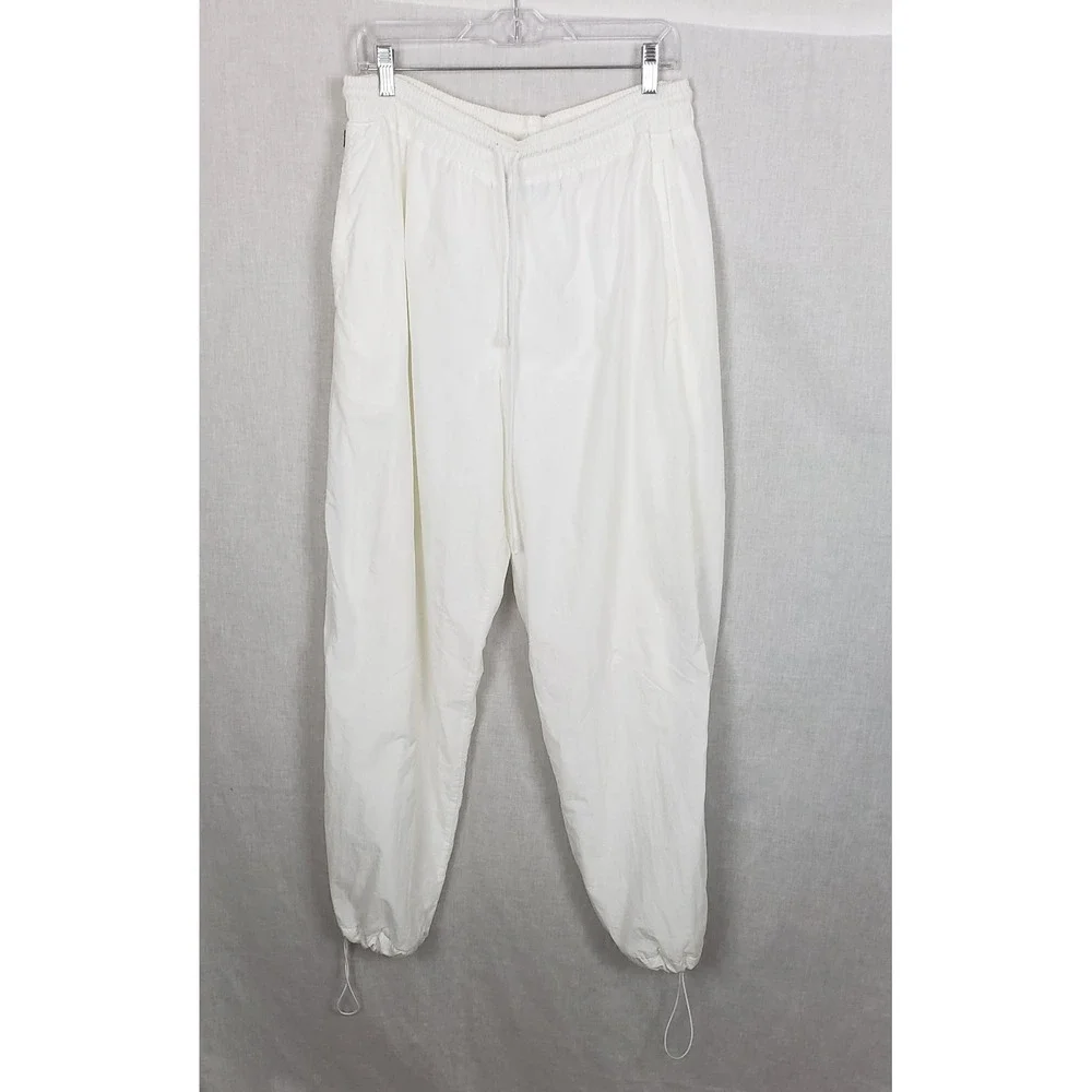 Jordan Mens White Nylon Track Pants Bungee Cinch Joggers Jumpman L Activewear